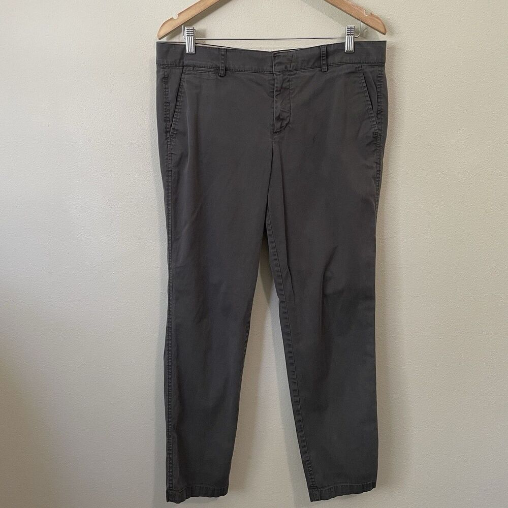 VINCE Chino Pants Womens 12 Grey Slash Pockets Mid Rise Cotton Blend Classic